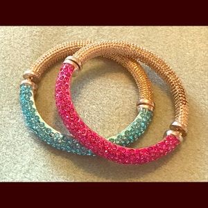 Super Rare Vintage Side Magnet Rhinestone Bangles